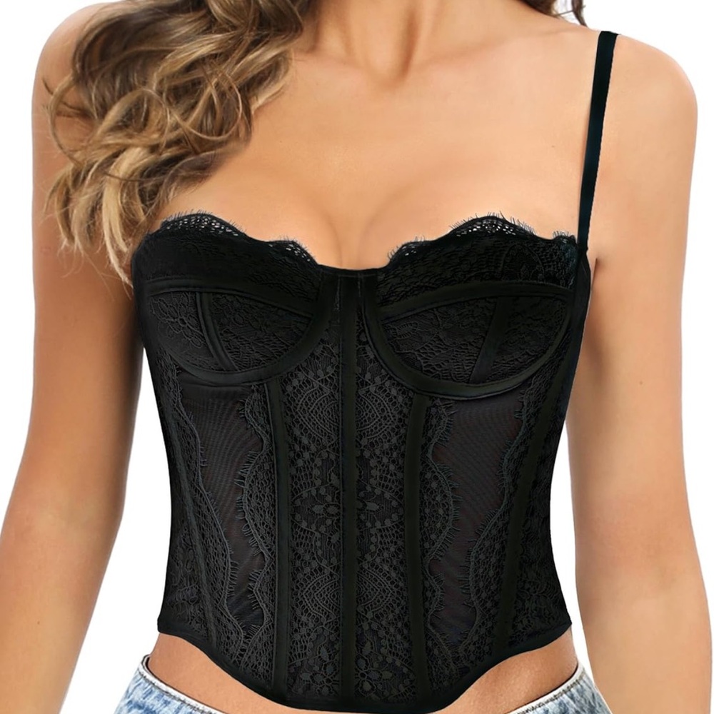 Elegant Black Lace Bustier